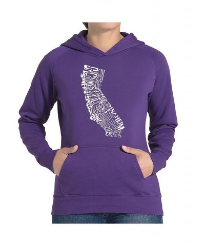 Women's Word Art Hooded Sweatshirt -California State Purple $26.40 Sweatshirts