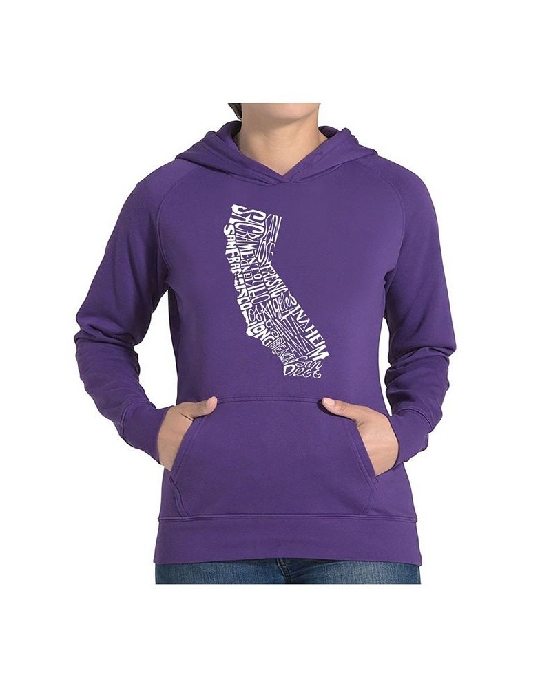 Women's Word Art Hooded Sweatshirt -California State Purple $26.40 Sweatshirts