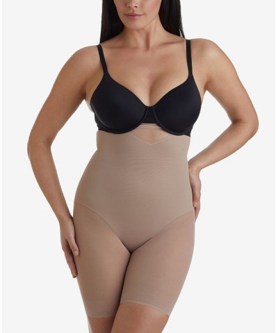 Women's Extra Firm Tummy-Control Sheer Trim Thigh Slimmer 2789 Brown $24.80 Shapewear