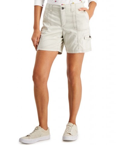 Petite Zig Zag Stitch Cargo Shorts Tan/Beige $14.28 Shorts