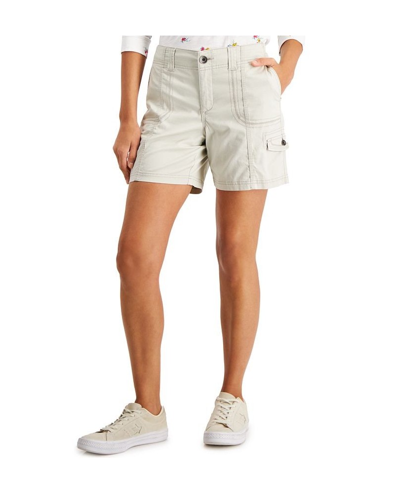 Petite Zig Zag Stitch Cargo Shorts Tan/Beige $14.28 Shorts