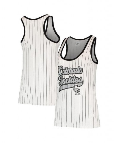 Women's White Black Colorado Rockies Pinstripe Scoop Neck Tank Top White, Black $17.22 Tops