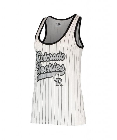 Women's White Black Colorado Rockies Pinstripe Scoop Neck Tank Top White, Black $17.22 Tops