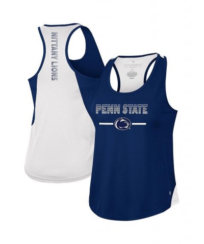 Women's Navy Penn State Nittany Lions Sachs 2-Hit Scoop Neck Racerback Tank Top Navy $22.03 Tops