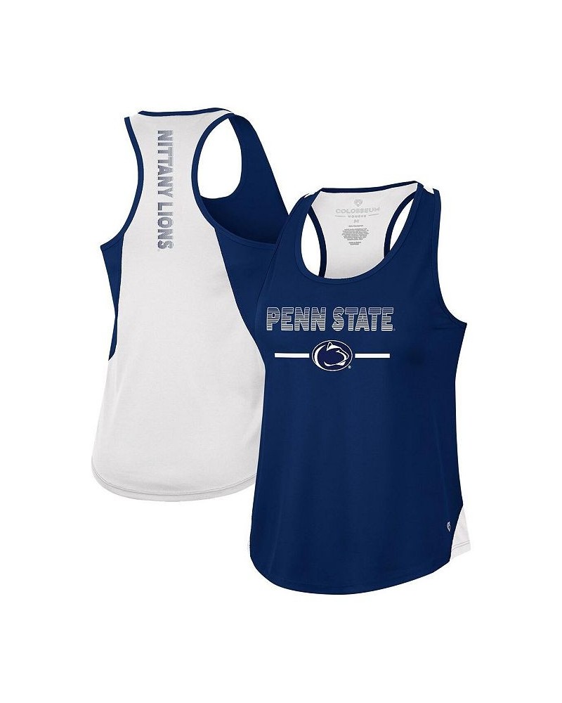 Women's Navy Penn State Nittany Lions Sachs 2-Hit Scoop Neck Racerback Tank Top Navy $22.03 Tops