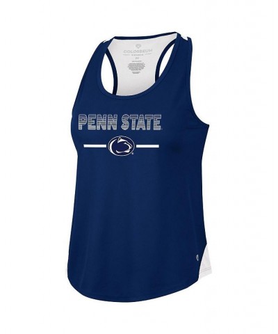 Women's Navy Penn State Nittany Lions Sachs 2-Hit Scoop Neck Racerback Tank Top Navy $22.03 Tops