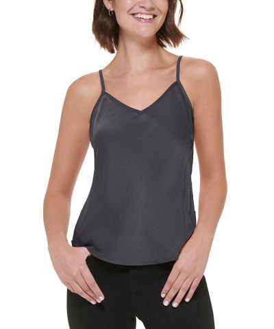 Women's Charmeuse V-Neck Tank Top Brown $26.96 Tops