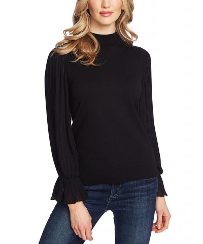 Pleated Bell-Sleeve Cotton Sweater Black $29.16 Sweaters