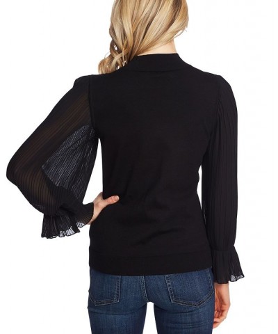 Pleated Bell-Sleeve Cotton Sweater Black $29.16 Sweaters