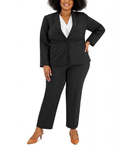 Women's Notched-Lapel Blazer Pants Suit Black $54.40 Suits