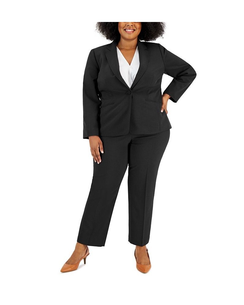 Women's Notched-Lapel Blazer Pants Suit Black $54.40 Suits