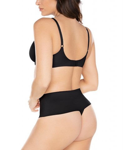 Women's Comfy Curves Waistline Thong 2526 Black $23.92 Shapewear