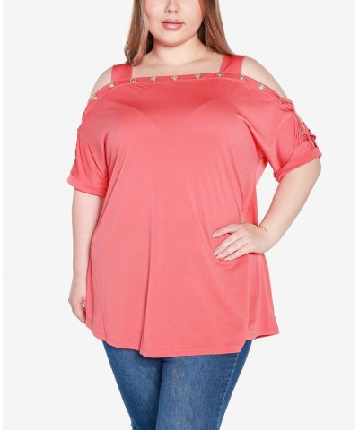 Plus Size Cold Shoulder Top Terracotta $21.19 Tops