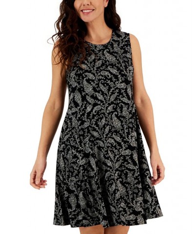 Women's Printed Sleeveless Flip-Flop Dress Black $17.72 Dresses