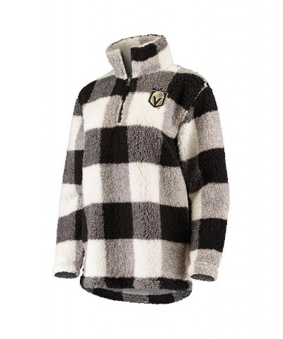 Women's Black and White Vegas Golden Knights Plaid Sherpa Quarter-Zip Jacket Black, White $34.10 Jackets