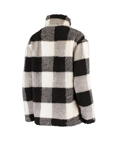 Women's Black and White Vegas Golden Knights Plaid Sherpa Quarter-Zip Jacket Black, White $34.10 Jackets