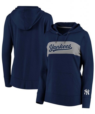 Plus Size Navy New York Yankees Tri-Blend Colorblock Pullover Hoodie Navy $34.40 Sweatshirts