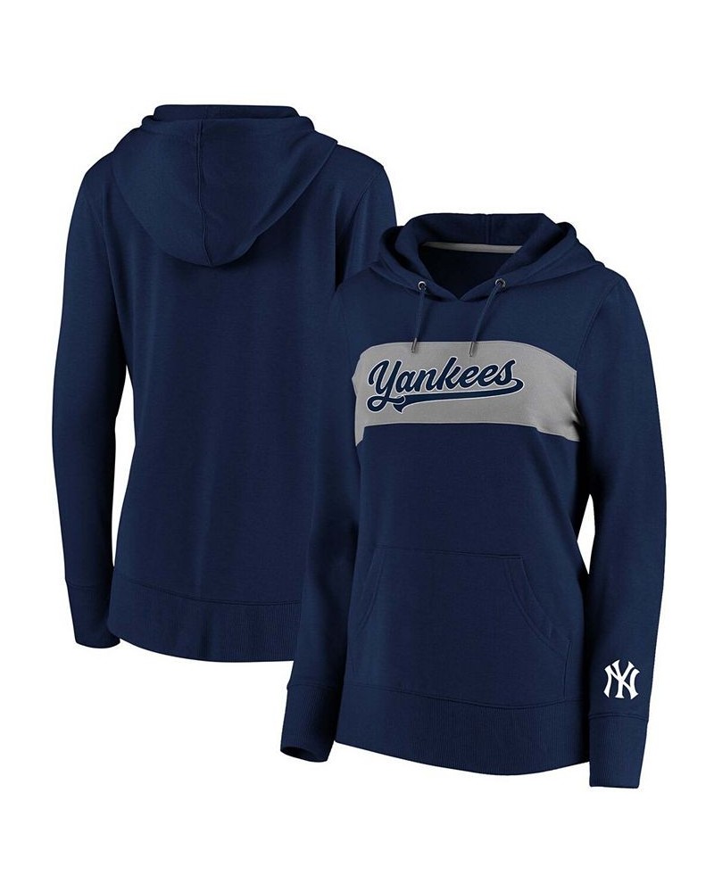 Plus Size Navy New York Yankees Tri-Blend Colorblock Pullover Hoodie Navy $34.40 Sweatshirts