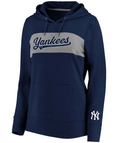 Plus Size Navy New York Yankees Tri-Blend Colorblock Pullover Hoodie Navy $34.40 Sweatshirts