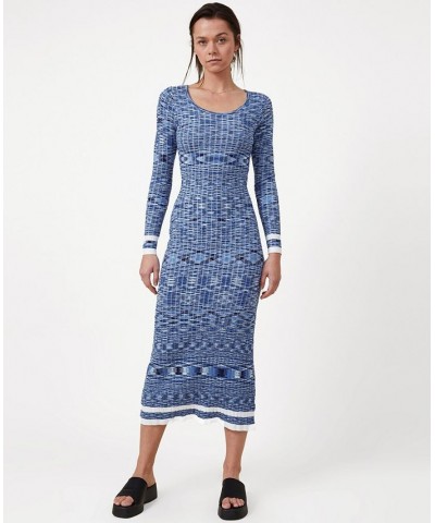 Women's Space Dye Knit Midaxi Dress Blue $37.60 Dresses