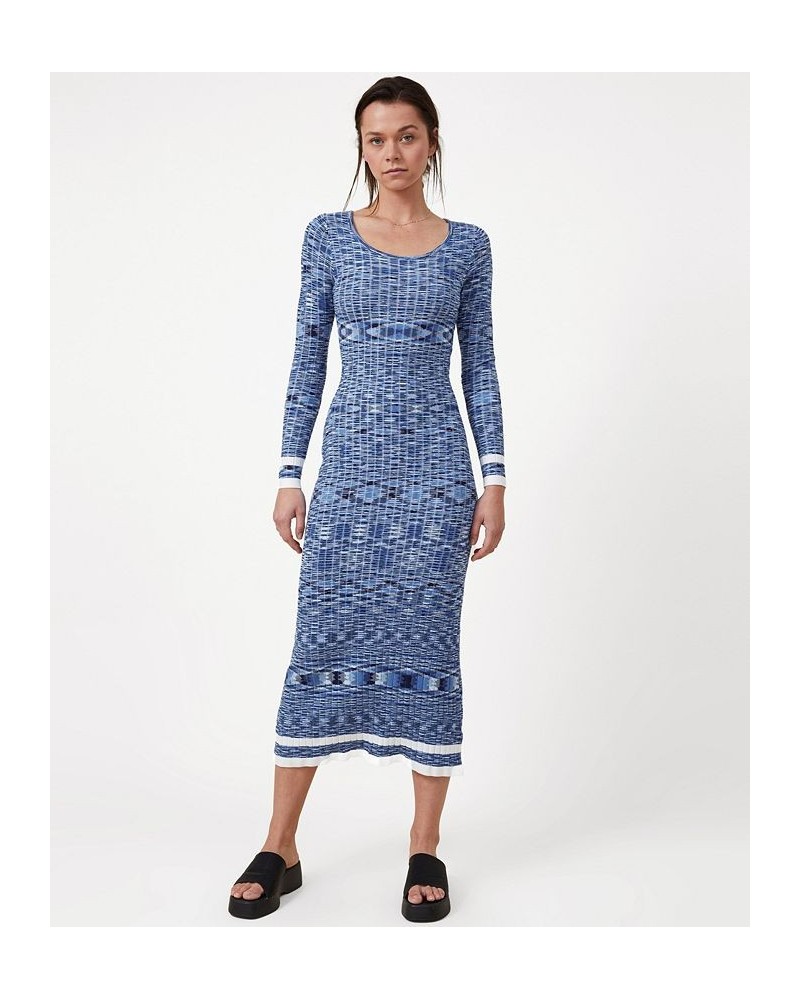 Women's Space Dye Knit Midaxi Dress Blue $37.60 Dresses