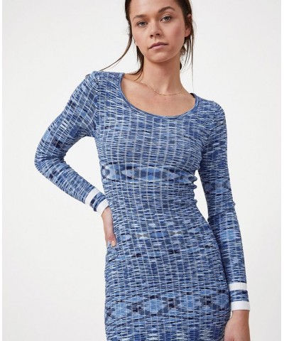 Women's Space Dye Knit Midaxi Dress Blue $37.60 Dresses