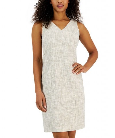 Women's V-Neck Tweed Sheath Dress Anne White/ Bisqueware $32.39 Dresses