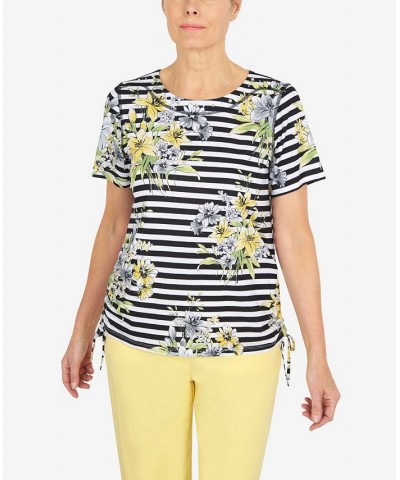 Women's Summer in The City Flower Bouquet Striped T-shirt Multi $27.80 Tops