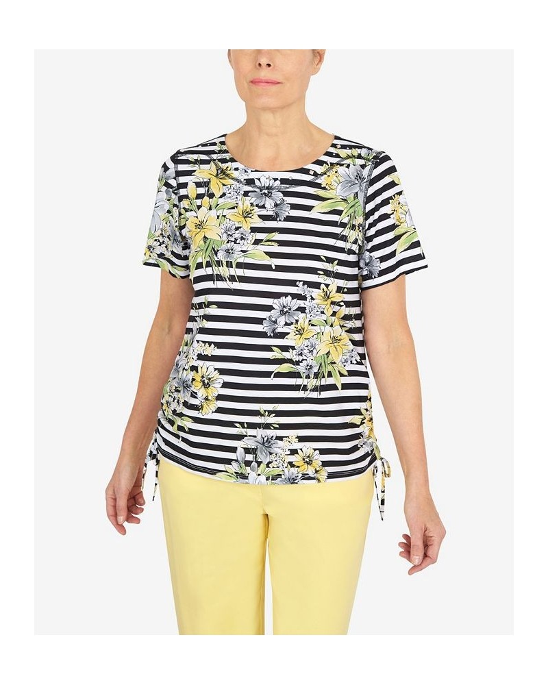 Women's Summer in The City Flower Bouquet Striped T-shirt Multi $27.80 Tops