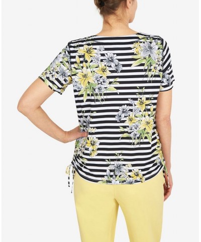 Women's Summer in The City Flower Bouquet Striped T-shirt Multi $27.80 Tops