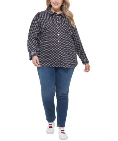 Plus Size Cotton Printed Utility Shirt Sky Captain Multi $24.20 Tops