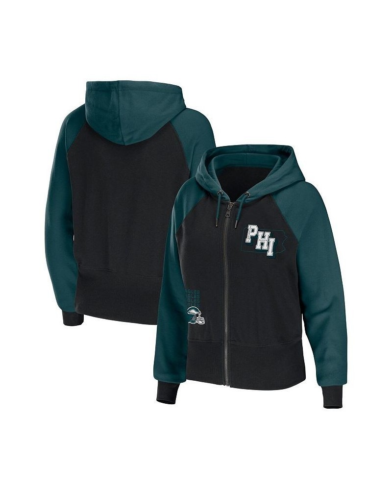 Women's Black Philadelphia Eagles Colorblock Full-Zip Hoodie Black $42.30 Sweatshirts