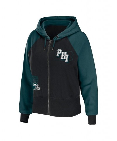 Women's Black Philadelphia Eagles Colorblock Full-Zip Hoodie Black $42.30 Sweatshirts