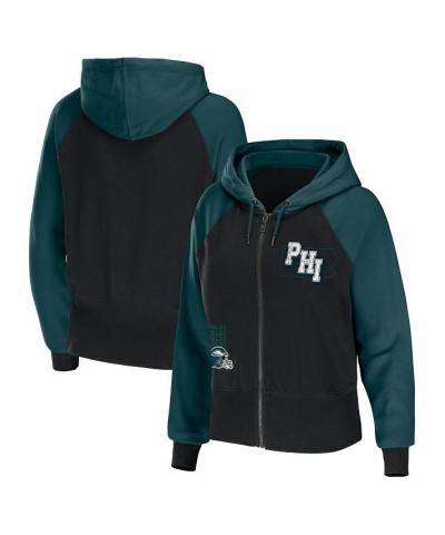 Women's Black Philadelphia Eagles Colorblock Full-Zip Hoodie Black $42.30 Sweatshirts