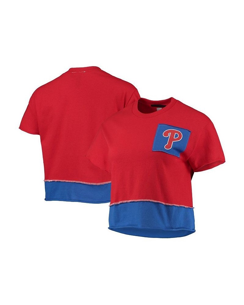 Women's Red Philadelphia Phillies Cropped T-shirt Red $32.99 Tops