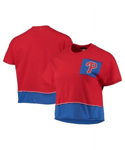 Women's Red Philadelphia Phillies Cropped T-shirt Red $32.99 Tops