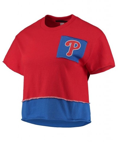 Women's Red Philadelphia Phillies Cropped T-shirt Red $32.99 Tops