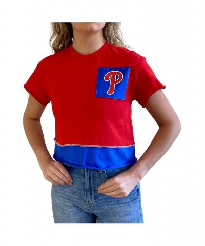 Women's Red Philadelphia Phillies Cropped T-shirt Red $32.99 Tops