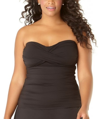 Plus Size Twist-Front Strapless Tankini Black Noire $39.36 Swimsuits