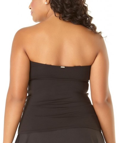 Plus Size Twist-Front Strapless Tankini Black Noire $39.36 Swimsuits