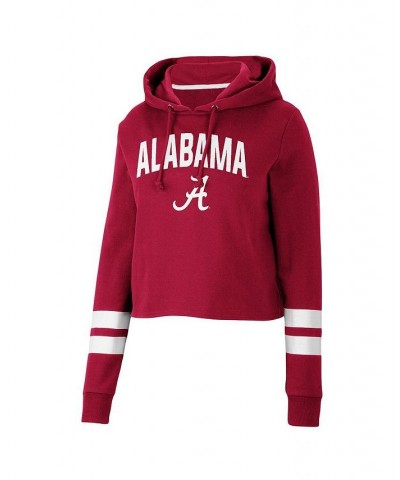 Women's Crimson Alabama Crimson Tide Throwback Stripe Cropped Pullover Hoodie Crimson $33.59 Sweatshirts