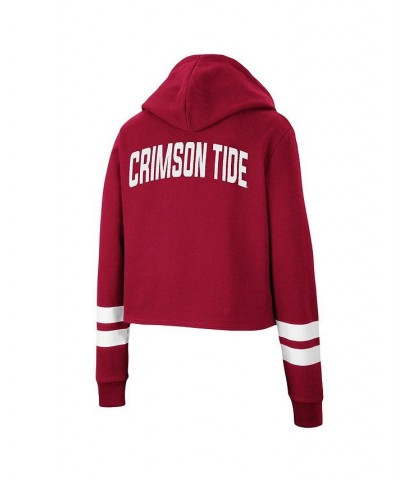 Women's Crimson Alabama Crimson Tide Throwback Stripe Cropped Pullover Hoodie Crimson $33.59 Sweatshirts