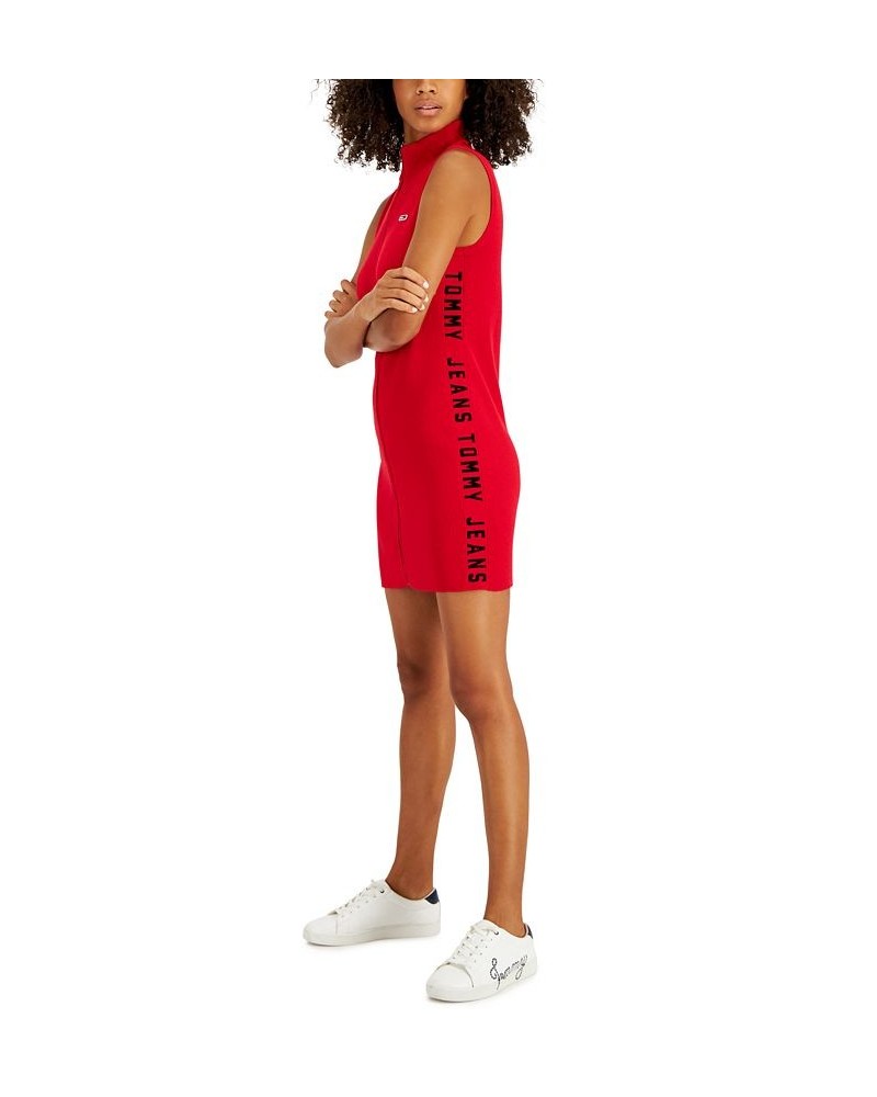 Women's Zip-Front Sweater Dress Red $21.30 Dresses