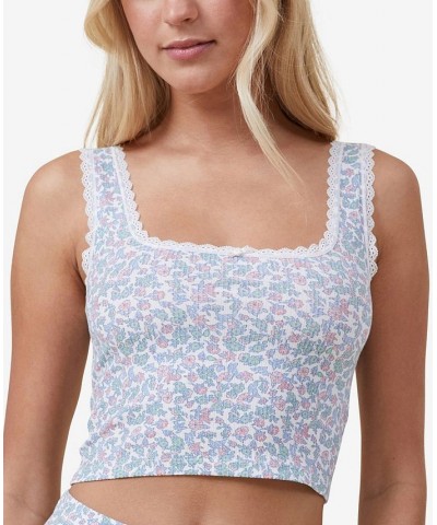 Women's Rib Lace Tank Sienna Floral Coconut Milk $16.45 Sleepwear