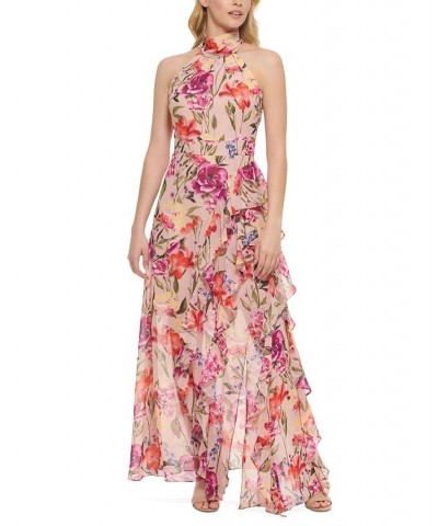 Women's Floral-Print Halter Maxi Dress Blush $95.20 Dresses