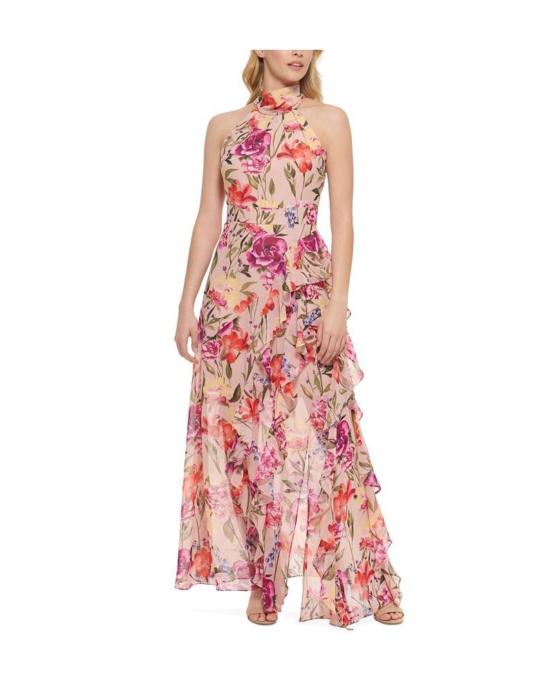 Women's Floral-Print Halter Maxi Dress Blush $95.20 Dresses