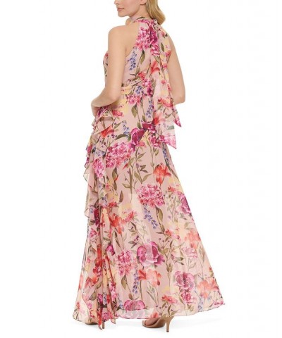 Women's Floral-Print Halter Maxi Dress Blush $95.20 Dresses