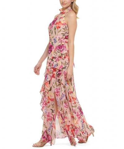 Women's Floral-Print Halter Maxi Dress Blush $95.20 Dresses