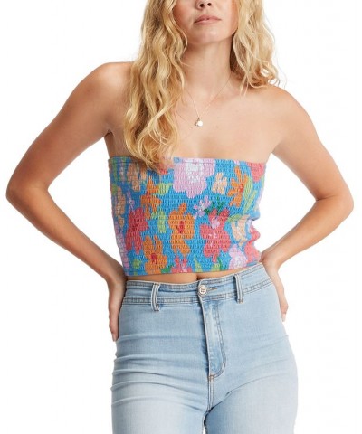 Juniors' Keep It Simple Smocked Crop Top Multi $15.30 Tops