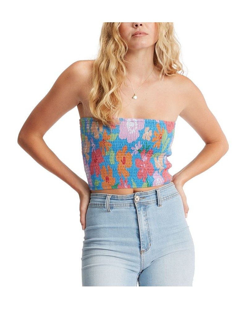 Juniors' Keep It Simple Smocked Crop Top Multi $15.30 Tops